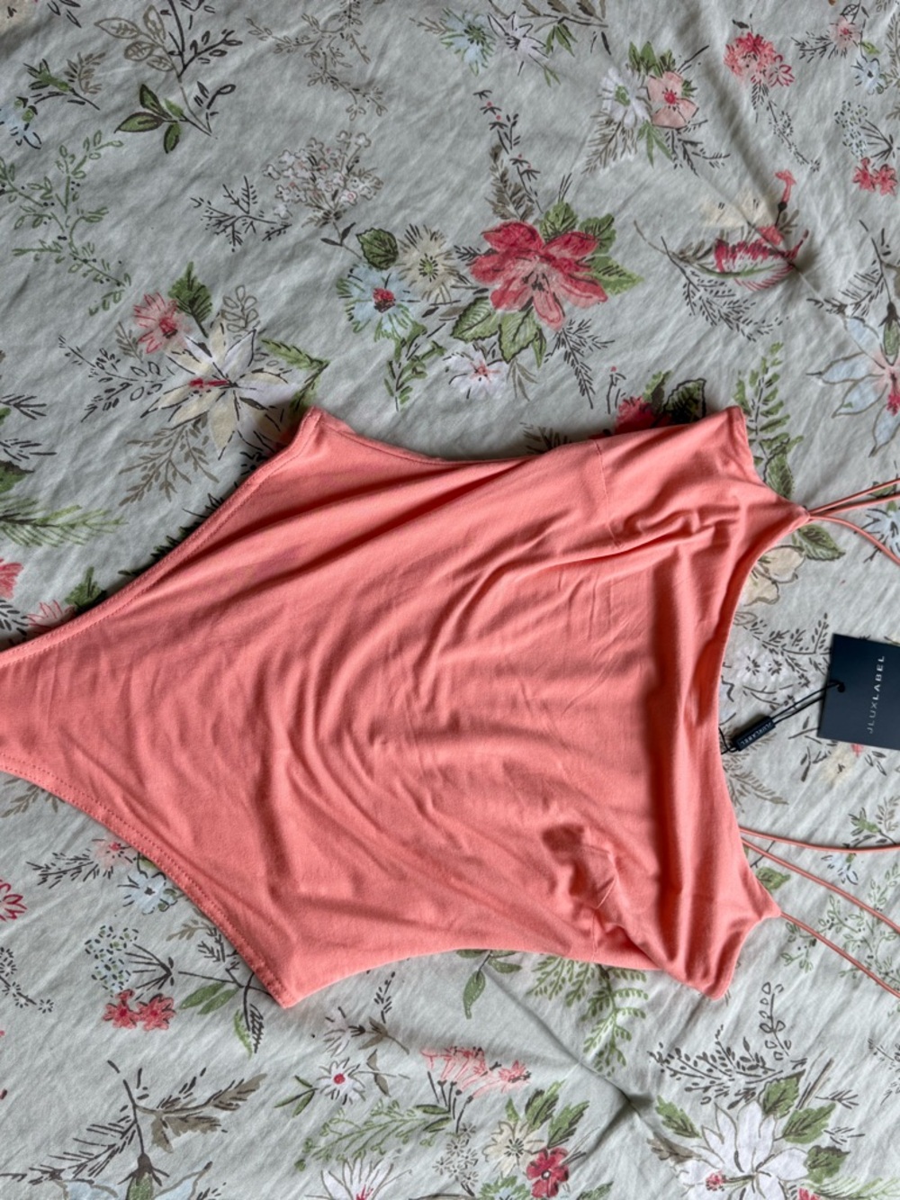 JLUXLABEL Coral Pink Sleeveless Scoop Bodysuit